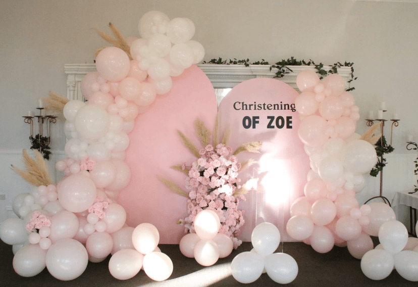 Pink Christening with flowers