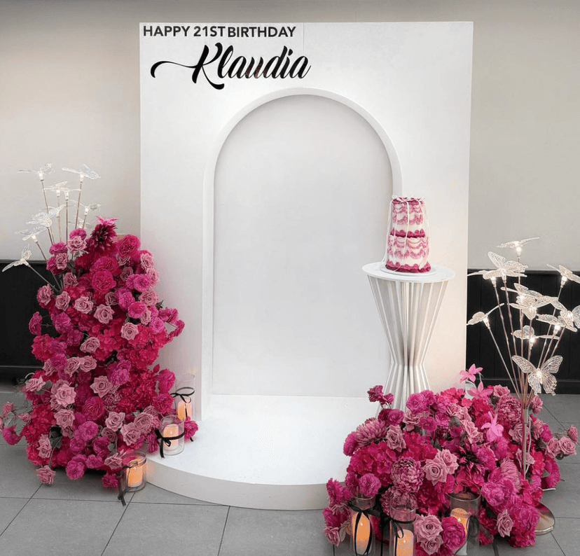 Classy pink 18 birthday girl backdrop