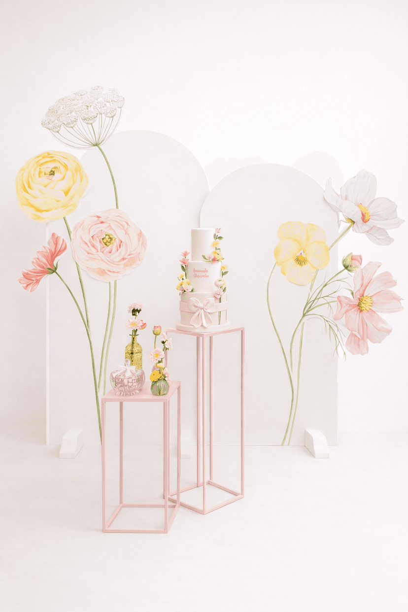 Birthday setup giant flowers theme